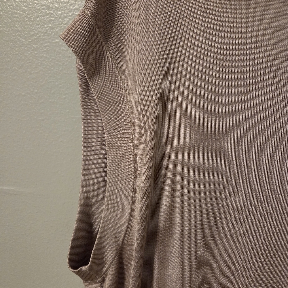 COS Neutral Brown Sleeveless Scoop Neck Ribbed Layering Minimalist Top. Size L - Picture 5 of 6